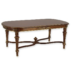 oval table louis xvi walnut-gold miniature 1:12, Collectable furniture (Trianon)