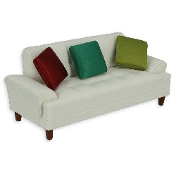 sofa fabrick white leather  Trianon collectible furniture 1:12