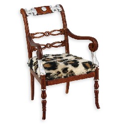 armchair walnut-silver  Trianon collectible furniture 1:12
