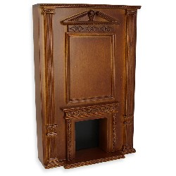 wall with fireplace walnut  Trianon collectible furniture 1:12
