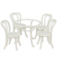 table and chair set 5pc, white 1:12
