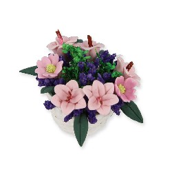 flower pot blue/rose miniature 1:12