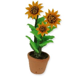 sunflowers in pot miniature 1:12, Garden
