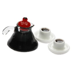 coffe pot with 2 cups miniature 1:12, Miniatures