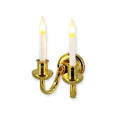 12v wall lamp clip two candles 2mm miniature 1:12, Electricity and Lamps 12V