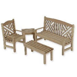 garden furniture set unstained 4 pcs miniature 1:12