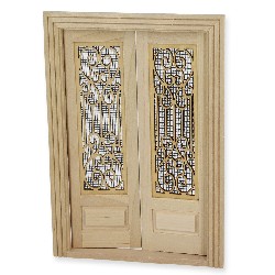 double entry door unstained miniature 1:12