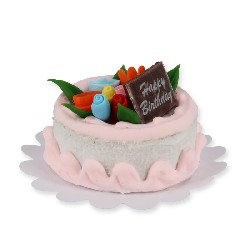 birthday cake pink miniature 1:12, Miniatures