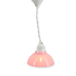 12v hanging lamp white and pink shade miniature 1:12, Electricity and Lamps 12V
