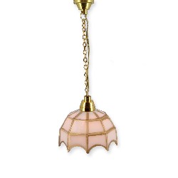 12v hanging lamp tiffany white shade miniature 1:12, Electricity and Lamps 12V