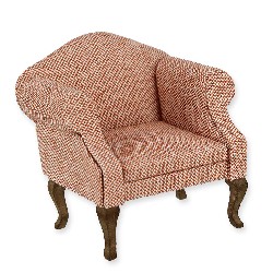 wing chair louis xv walnut peach miniature 1:12, Furniture