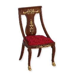 empire style chair walnut and gold red fabric miniature 1:12, Collectable furniture (Trianon)