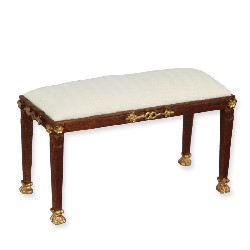 bench seat walnut-gold cream fabric miniature 1:12, Collectable furniture (Trianon)