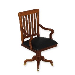 black leather fabric office chair with wheels miniature 1:12, Collectable furniture (Trianon)