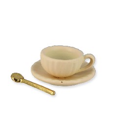 ivory cup, saucer and spoon miniature 1:12