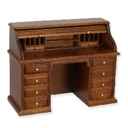 desk walnut miniature 1:12