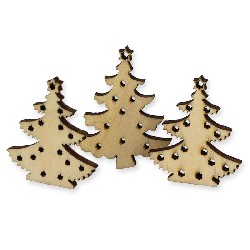 3 trees wood miniature 1:12, Christmas