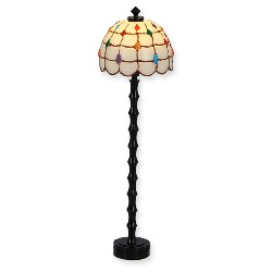 tiffany black led floor lamp, white and colors miniature 1:12