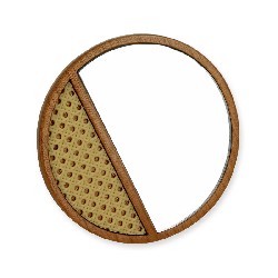 miror round teak miniature furniture 1:12