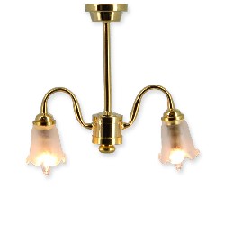 12v hanging lamp clip brass 2 tulips miniature 1:12