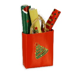 christmas gift bag with wrapping paper miniature 1:12