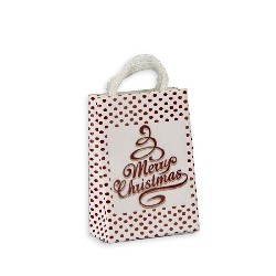 white merry christmas gift bag miniature 1:12