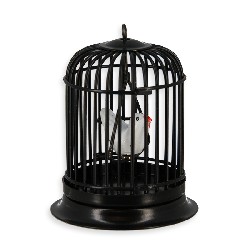 black bird cage wth bird Miniature 1:12