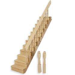 staircase bannister right, bare wood for dollhouses 1:12