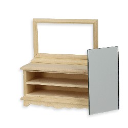 mirror dressing table bare wood - missing drawers - miniature furniture 1:12