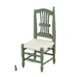 chair green - broken top -  miniature furniture 1:12