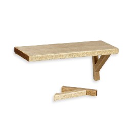 shelf natural oak - 1 loose bracket - miniature furniture 1:12