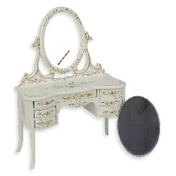 dresser ivory w/flowers - broken mirror frame -  Trianon collectible furniture 1:12