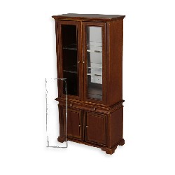 showcase walnut - loose window pane - Trianon collectible furniture 1:12