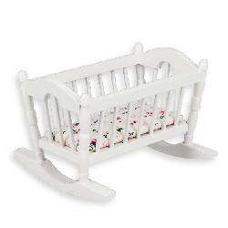 swinging cradle white miniature furniture 1:12