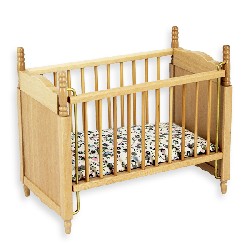 drop sided cot natural oak miniature furniture 1:12