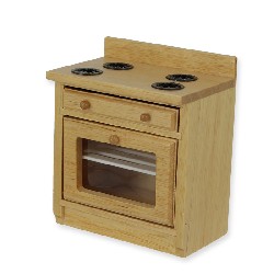 kitchen element stove, natural oak miniature 1:12, Furniture