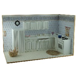 kitchen set 7 pcs white miniature 1:12