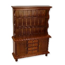 large hutch cherrywood 2 doors and 4 drawers miniature 1:12