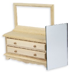 mirror dressing table bare wood miniature furniture 1:12