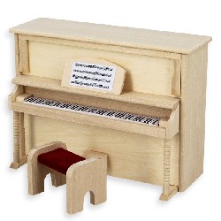 upright piano bare wood miniature furniture 1:12