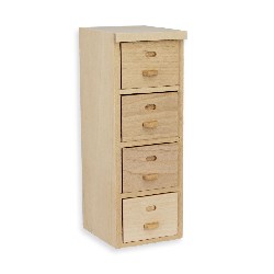 file shelf 4 drawers bare wood miniature 1:12, Furniture