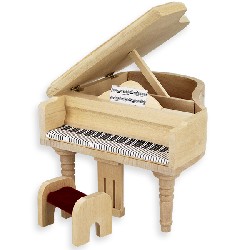 grand piano w stool bare wood miniature furniture 1:12