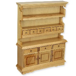 hutch w drawers natural oak miniature 1:12