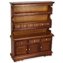 hutch w drawers walnut miniature 1:12, Furniture