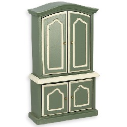 two-body cabinet green miniature furniture 1:12