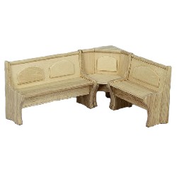 corner benches s/3 natural oak miniature 1:12