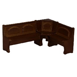 corner bench for kitchen in walnut miniature 1:12