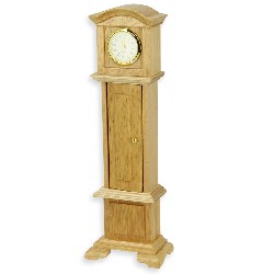 grandfather functional clock natural oak miniature 1:12, Furniture