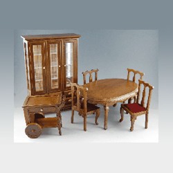 living room 7pc walnut miniature furniture 1:12