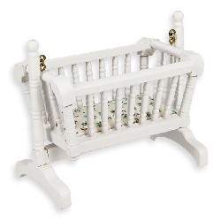 swinging cradle white miniature furniture 1:12